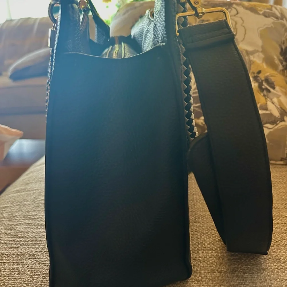 bebe Shoulder Bag or Satchel‎ with Braided White & Black Handles
